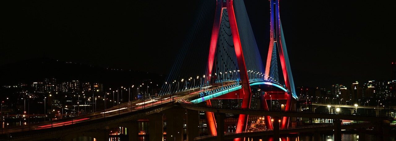 night view, night, bridge